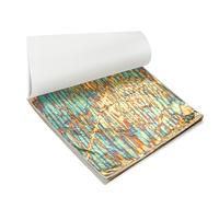 Modixun Hojas de hojas doradas abigarradas, 50 unidades, hojas coloridas de imitación de oro, folleto de papel para manualidades, pintura, decoración dorada, 14 x 14 cm, rayas