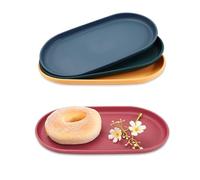 Modixun - Lote de 4 bandejas ovaladas de servicio de 24 x 13 cm, bandejas de servicio coloridas para fiesta, entretenimiento, aperitivo, postre, mesa baja, tamaño pequeño, CN-FLUK-148