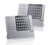 Modixun Paquete de 2 mini calendarios de escritorio, calendario perpetuo creativo de aleación de aluminio, calendario mensual de escritorio ajustable pequeño para oficina en casa, uso durante 100 años