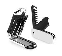 Modixun - Paquete de 2 peines plegables de viaje y cepillo para el pelo con espejo, peine 2 en 1 de dientes anchos y finos, pequeño peine plegable de bolsillo para hombres y mujeres, peinado, rizos,