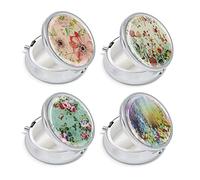 Modixun Paquete de 4 elegantes pastilleros pequeños, 3 compartimentos para bolsillo de monedero con espejo, contenedor organizador de vitaminas, estilo A