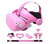 MODJUEGO 2021 - Correa de Cabeza Ajustable para Oculus Quest 2, Cubierta de Cara VR y Cubierta Protectora de Cara Frontal VR (Rosa)