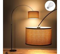 Modlicht Lámpara de pie clásica JASMIN | Incluye LED E27 9W 3000K | Pantalla Beige 33 cm | Interruptor de pie | Lámpara pie arco vintage apta para Salón, Dormitorio, Oficina, Hotel