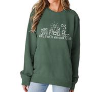 MODNTOGA Sudadera de Navidad para Mujer, Cuello Redondo, Religiosa, Cristiana, gráfica, Manga Larga, Camiseta de belén con emoción de Esperanza, Verde, XL