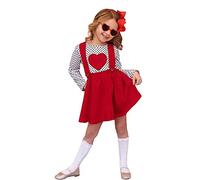 MODNTOGA Toddler Baby Girl Valentine's Day Outfit Long Sleeve Dot Heart Shirt Top+Suspender Strap Red Skirts Set(18M-7Y), Rojo, 4-5T