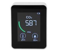 Modo alarma monitor CO2 carga USB, compacto portátil multifuncional, para monitoreo de la calidad del aire interior en tiempo real con pantalla de temperatura y humedad