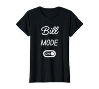 Modo Bill Activado Nombre Gracioso Camiseta gráfica económica, Mujer, Negro, S