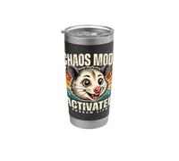 Modo Caos Activado Zarigüeya Vida Retro Divertido Vaso térmico de acero inoxidable de doble pared