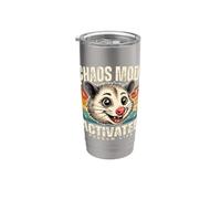 Modo Caos Activado Zarigüeya Vida Retro Divertido Vaso térmico de acero inoxidable de doble pared