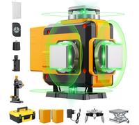 【Modo dual】Nivel Láser Verde 4x360°, Nivel Láser Profesional 4D 16 Hilos Autonivelante, IP54 A Prueba de Polvo, Resistente al Agua, 2 Baterías Recargables de 4800 mAh