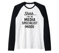 Modo Especialista en Medios Funny Tech Centro de Biblioteca Digital Camiseta Manga Raglan