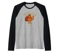 Modo festín en Acción de Gracias Gobble Turquía Hombres Mujeres Camiseta Manga Raglan