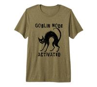 Modo Goblin Activado Gato Negro Halloween Camiseta Premium
