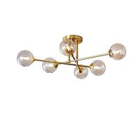 Modo Lighting Lámpara de araña molecular moderna de 6 luces, lámpara colgante de frijol mágico nórdico, lámpara de techo giratoria con bola de burbuja creativa con pantalla de vidrio para sala de