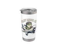 Modo piloto activado, avión vintage volador de rana linda Vaso térmico de acero inoxidable de doble pared