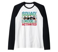 Modo Squad Activado Juego Amigos Grupo Divertido Videojuego Camiseta Manga Raglan