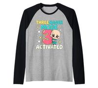 Modo Threenager Activado Divertido Cumpleaños de 3 años Camiseta Manga Raglan