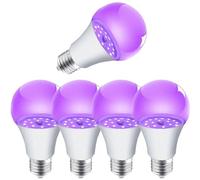 MODOAO Bombilla UV púrpura iluminación negra fiesta bombilla E27 luz nocturna bombilla 395 nm luz negra solo para tailgating y otras escenas diferentes (5, blanco)