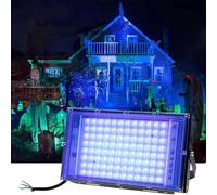 MODOAO Iluminación UV para fiestas, 100 W, luz LED UV negra, reflector ultravioleta de 395-400 nm para exteriores, luz de escenario impermeable IP65, iluminación de decoración de cableado de 220 V,
