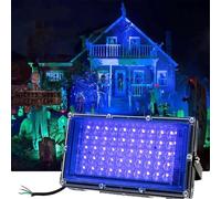 MODOAO Iluminación UV para fiestas, luz LED UV de 50 W, reflector negro, reflector ultravioleta de 395-400 nm para exteriores, luz de escenario impermeable IP65, iluminación de decoración de cableado