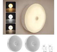 MODOAO Mini luz nocturna LED, paquete de 2 mini luces táctiles de pared inalámbricas, recargables, 3 moldes de luz, luces regulables para interiores, para escaleras, sala de estar, baño, pasillos,