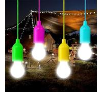 MODOAO Paquete de 4 bombillas LED portátiles que funcionan con pilas, luz LED en una cuerda, multicolor, luz nocturna portátil para fiestas, bodas, festivales, camping, decoración de habitación