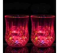 MODOAO Vaso con luz flash, paquete de 2 vasos LED multicolor activados por agua, divertidos vasos iluminados para vacaciones, festivales, fiestas de cumpleaños, bares, clubes nocturnos