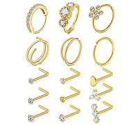 MODRSA Anillos de nariz para mujer, anillos de nariz de acero inoxidable, anillos de nariz de plata, anillos de nariz de calibre 20, Metal, Acero inoxidable