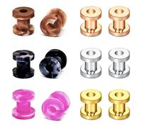 MODRSA Dilatacion Tunnel Plug Piercing 4MM 6G Acrílico & Acero Inoxidable Dilatador Lobo Ear Expansore Stretcher Piercing Screw Double Flared Ear Plugs Tunnel Piercing