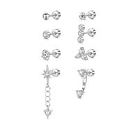 MODRSA Helix-Piercing-Jewellery - Pendientes para tragus, 8 unidades, parte trasera plana, para cartílago, joyería para mujer, acero quirúrgico dorado, Acero inoxidable