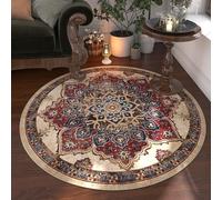 MODRYER Alfombra Redonda De Boho Cómoda Pila Corta Antideslizante Respaldo Fácil Limpieza Alfombra De Área Retro Interior Decorativa Alfombra para La Decoración Diaria del Hogar, 100cm/39.4in-J