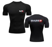 MODRYER Camisetas De Compresión para Hombre para Mass Effect N7 Camiseta Deportiva De Manga Corta De Secado Rápido Camisetas Interiores Transpirables para Correr,Black-S