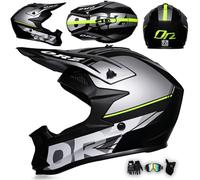 MODRYER Casco De Motocross Casco MTB Jóvenes Adultos Casco Integral Moto con Gafas Máscara Guantes, Hombre Mujer Casco Descenso para MX Enduro Quad ATV Off Road BMX Scooter,E-S