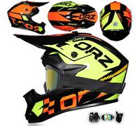 MODRYER Casco De Motocross Casco MTB Jóvenes Adultos Casco Integral Moto con Gafas Máscara Guantes, Hombre Mujer Casco Descenso para MX Enduro Quad ATV Off Road BMX Scooter,Yellow-M