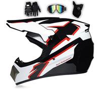 MODRYER Casco De Motocross ECE Casco Integral Mujer Hombre Casco De Moto Casco Cross con Gafas Guantes Máscara, Casco Descenso para ATV MX Enduro Quad BMX MTB,White-M