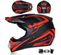MODRYER Casco De Motocross Juvenil Adulto Casco De Motocicleta Todoterreno Hombres Mujeres Casco Integral para Descenso De MTB MX Enduro ATV Off Road Dirt Bike,Red~2-M