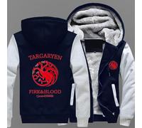 MODRYER Chaqueta Polar para Hombre Sudadera con Capucha Targaryen Sudadera De Invierno Chaquetas Térmicas con Capucha para Exteriores Ropa De Abrigo Gruesa Y Cálida Informal,Navy Blue-L