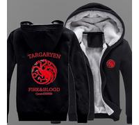 MODRYER Chaqueta Polar para Hombre Sudadera con Capucha Targaryen Sudadera De Invierno Chaquetas Térmicas con Capucha para Exteriores Ropa De Abrigo Gruesa Y Cálida Informal,Black-L