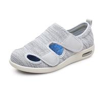 MODRYER Sandalias ortopédicas para diabéticos hombre y mujer, zapatos de malla ajustables ancho especial con plantilla acolchada multicapa para artritis, edema e hinchazón de pies, Light Gray-36 EU