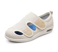 MODRYER Sandalias ortopédicas para diabéticos hombre y mujer, zapatos de malla ajustables ancho especial con plantilla acolchada multicapa para artritis, edema e hinchazón de pies, Off white-36 EU