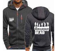 MODRYER Sudadera con Capucha Informal para Hombre De The Walking Dead Chaquetas con Cremallera Sudadera Térmica Gruesa Sudadera con Capucha A Prueba De Viento con Bolsillos,Grey-M