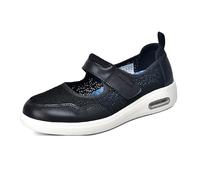 MODRYER Zapatos Ortopédicos para Mujer Juanetes Ancho Extra Pies Hinchados Diabéticos Memory Foam Ajustables Caminar Ancianos Artritis Edema Fácil De Poner,Black-37 EU