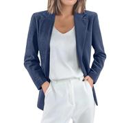 MODSGUE Americana para mujer con frente abierta, monocolor, cómoda, básica, chaqueta de pana con botones, solapa, traje de trabajo, abrigo, invierno, chaqueta de invierno, ropa exterior de otoño, gris