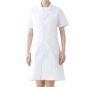 MODSGUE Bata de laboratorio con cuello en V para mujer, bata de médico, uniforme de enfermería, abrigo blanco, vestido de enfermera, vestido delgado de trabajo, Blanco, M