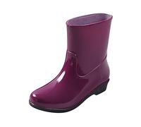 MODSGUE Botas de goma impermeables para mujer, botines de media altura, cómodos, elásticos, impermeables, antideslizantes, botas de lluvia para senderismo, botas de goma planas de seguridad, morado