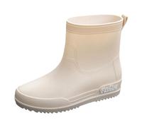 MODSGUE Botas de goma para mujer, coloridas, transpirables, antideslizantes, de goma, ligeras, medias altas, botines informales, impermeables, vintage, beige, 38 EU