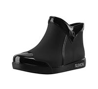 MODSGUE Botas de goma para mujer, medias altas, cortas, de lluvia, de vela, antideslizantes, semigoma, para jardín, impermeables, resistentes al viento, botas de lluvia, Negro , 40 EU