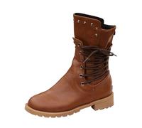 MODSGUE Botas de invierno para mujer, estilo vintage, gótico, para invierno, con plataforma, para motero, para senderismo, color negro, piel, negro, para invierno, planas, marrón, 43 EU