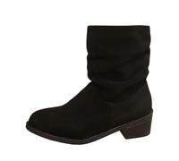MODSGUE Botines mujer ante elegantes botas medias altas botas mujer con tacón bloque botas monocolor básico cómodo invierno botas occidentales botas tobillo, Negro , 39 EU