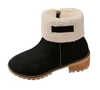 MODSGUE Botines para mujer, botas de nieve forradas, botas de invierno, botas de tobillo para otoño, invierno, cómodas, impermeables, cálidas, cómodas, cálidas, botas de nieve, botas de piel sintética